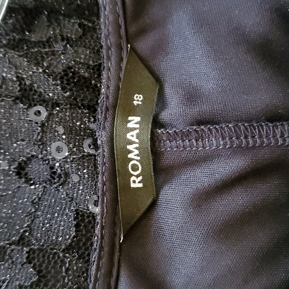 Navy lace and sequined fit and flare dress size 16 - Picture 6 of 7